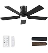 Autoday Ceiling Fans with Lights, 42 Inch Low Profile Ceiling Fan with Light and Remote Control, ...