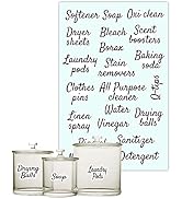 Laundry Room Organizing Labels for Glass Jars, Canisters, Waterproof Home Storage Organization Wa...