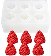 6 Cavity 3D Strawberry Silicone Mold, Chocolate Mold for Candy, Soap, Wax Melt, Cake Decorating, ...