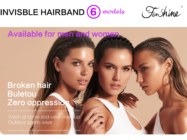fenshine 6PCS Metal Hair Bands, Spring Wavy Hoop Unisex Black Headband