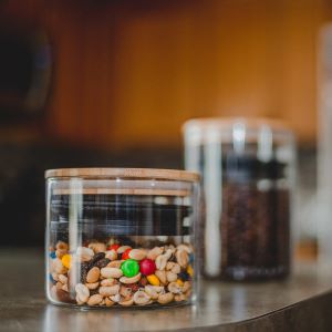 airscape glass canister with trail mix