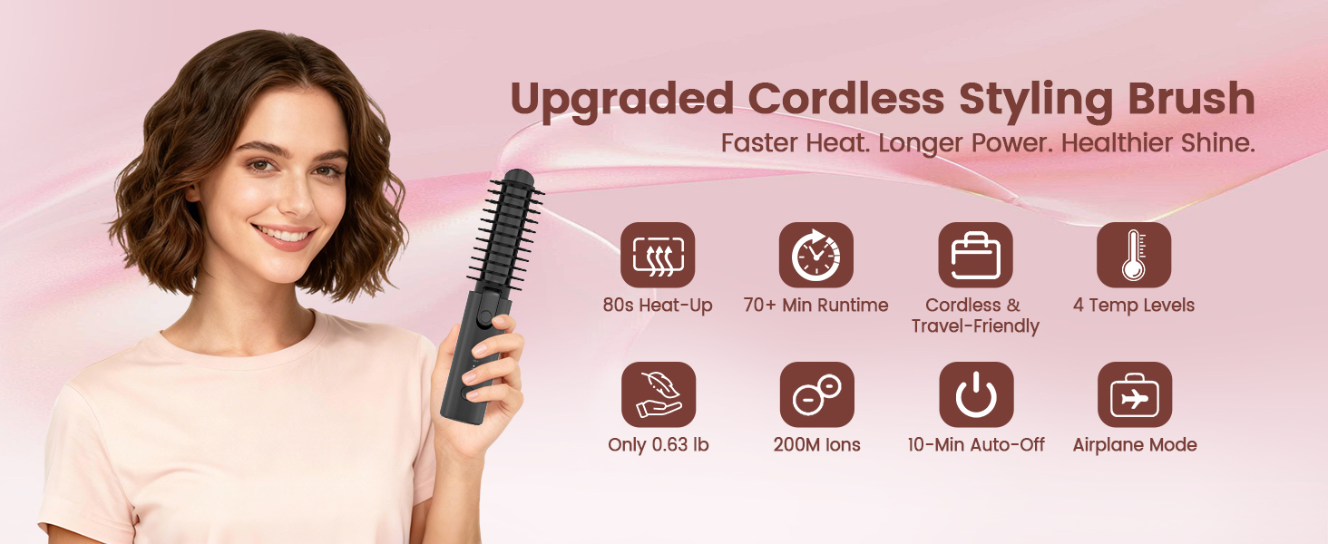 Cordless Hair Curling Iron Brush
