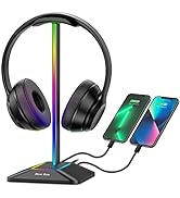 New bee RGB Headphone Stand with 1 USB-C Charging Port and 1 USB Charging Port, Desk Gaming Heads...
