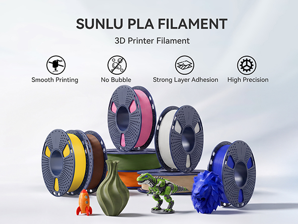 SUNLU 250g PLA Filament 1.75mm,3D Printer Filament Bundle Multicolor, Neatly Wound PLA Filament