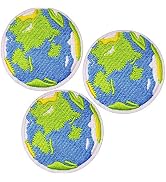 U-Sky Sew or Iron on Patches, 3pcs Green Earth Embroidered Applique Patches for Kids Clothing Iro...