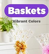 SUNCOLOR Small Woven Gift Basket Set with Cut Paper Shred Filler, Pull Bow & Cellophane Bag, 12x8...