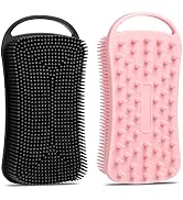 2 Pack Silicone Body Scrubber, 2 in 1 Shower and Scalp Massager Shampoo Brush, Soft Silicone Loof...
