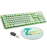 Seaciyan Wireless Keyboard and Mouse Combo, Ergonomic Cute Retro Typewriter Full Size Colorful US...