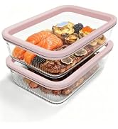 BOROHOUSE 2-Pack 74oz(9.3 Cup) Baking & Meal Prep Containers, Borosilicate Glass with Tempered Li...