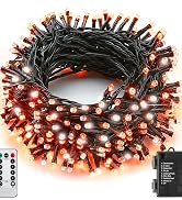 Halloween String Lights Outdoor 33Ft 100LED Battery Operated Fairy Lights with Waterproof Remote ...