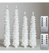 MUMCHASI 4 Pcs Flameless Candles with Remote, Christmas Tree Candles, Battery Operated Candlestic...