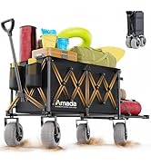 Beach Wagon with Big Wheels for Sand, Heavy Duty Harder Sand Collapsible Folding Wagon with All-T...