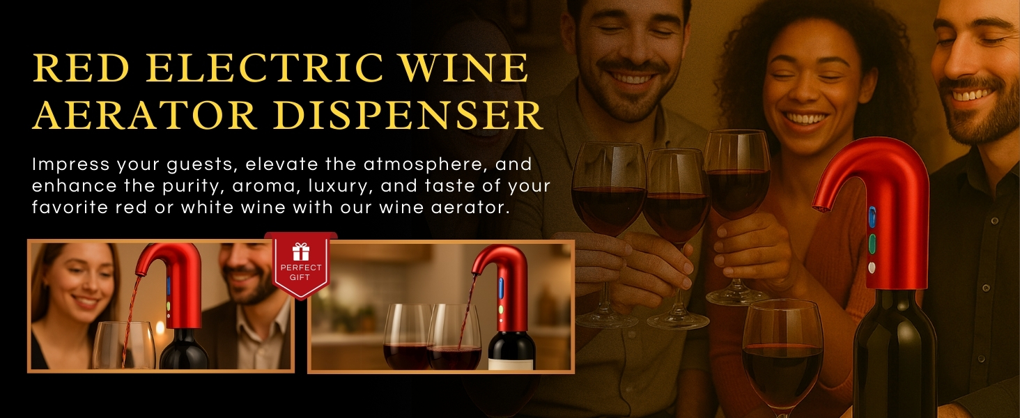 The Wine Savant Red Electric Wine Aerator Dispenser