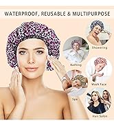 4 PCS Double Layers Waterproof Shower Caps - Printed Color