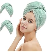 M-bestl 2 Pack Microfiber Hair Towel Wrap,Hair Drying Towel with Button, Hair Towel Turban,Head T...