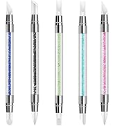 5Pcs Nail Art Sculpture Pen Dual Tipped Silicone Nail Tool Rhinestone Nail Polish Carving Pen Rub...