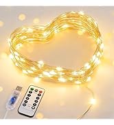 JMEXSUSS USB Fairy Lights for Bedroom, 33ft 100 LED Twinkle Lights Plug in with Remote, Indoor St...