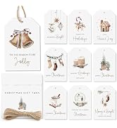 AUDREE 50 Pcs Christmas Gift Tags with String - Cozy Holiday Gift Tags for Xmas Presents - Christ...