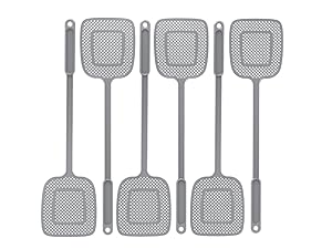 MR.SIGA Heavy Duty Long Handle Fly Swatter, Gray, 6 Pack