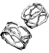 Napkin Rings - Unique Silver Coral Design, Elegant Stainless Steel (Set of 2)