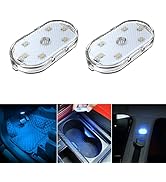 2 PCS Car Led Lights Interior,Ice Blue Ambient Lighting Car Interior,USB Rechargeable Car Interio...