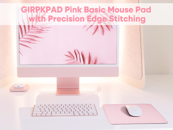 GIRPKPAD pink basic mouse pad with precision edge stitching