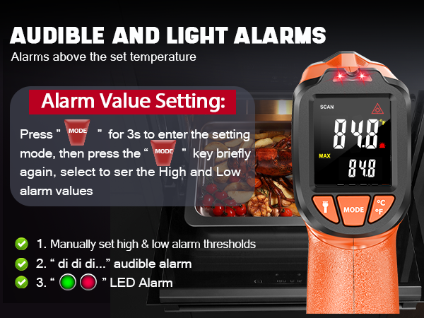 AUDIBLE AND LIGHT ALARMS