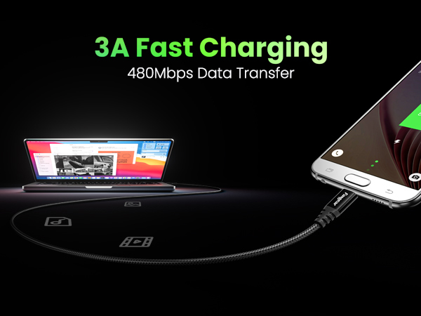 fast charging micro usb c cable usb 2.0 data transfer cable 480mbps micro usb charging cable braided