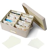 Hiwhy Linen Photo Storage Box with Adjustable Hook and Loop Dividers, Holds 1700 4"x6" Photos, Co...