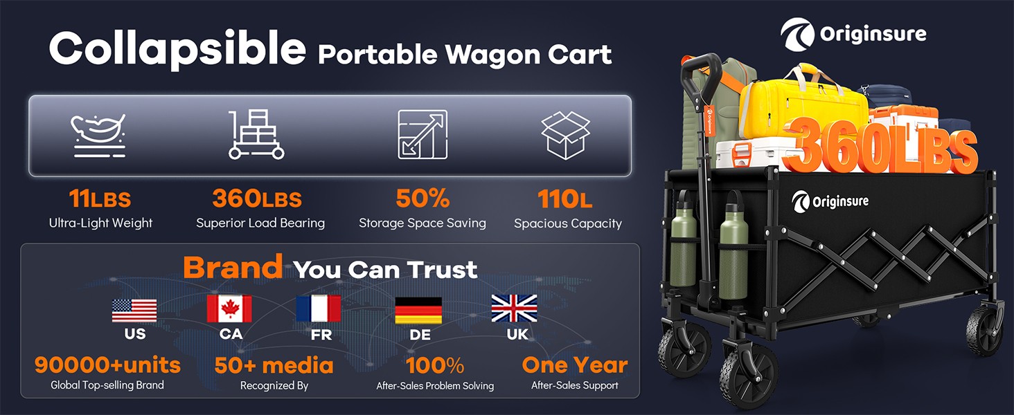 Collapsible portable grocery wagon cart foldable