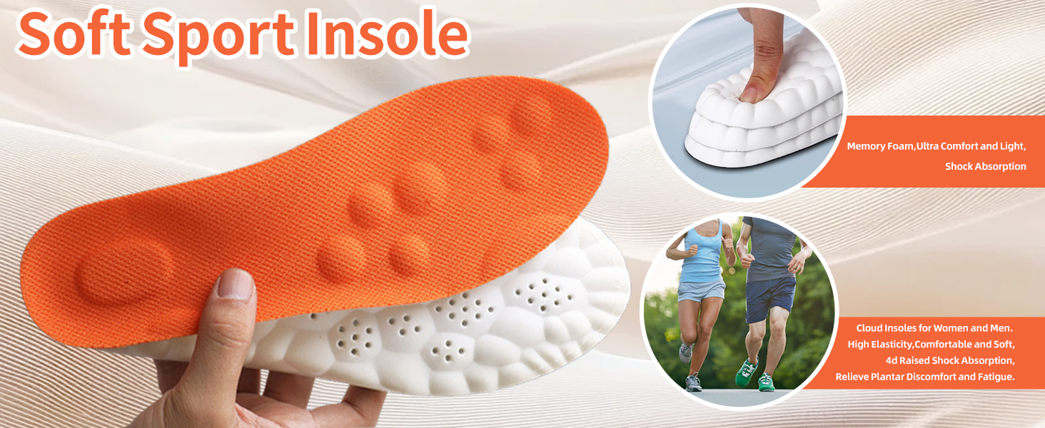 Steppers Insoles for Men Women - Arch Support, Massage Memory Foam, Breathable Inserts