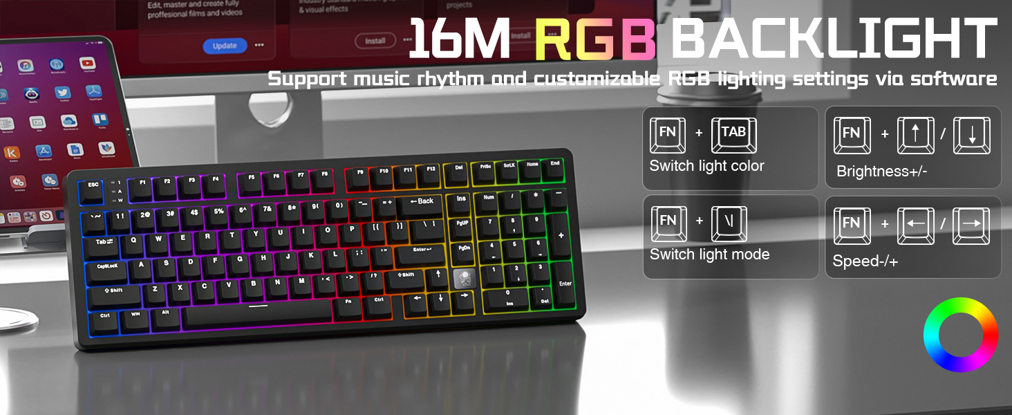 mechanical wireless keyboard with number pad