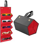 LogHog Sunglasses Organizer 5 Slots Travel Glasses Case Foldable Multiple Pairs Eyeglasses Storag...