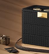 SONGMICS HOME RONNE Collection - 3-Tier Watch Box, Stackable 8-Slot Watch Case, Woven Embossed PU...
