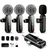 Gicorino 4 Packs Wireless Lavalier Microphone for iPhone/Android/Camera, Upgraded Mini Microphone...