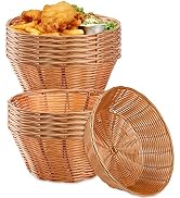 Yesland 12 Pack Plastic Round Basket Small Gift Baskets - 7 Inch Woven Bread Roll and Food Servin...