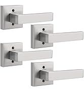 Probrico Satin Nickel Square French Doors Half-Dummy Handles, Heavy Duty Closet Balcony Pantry Ha...