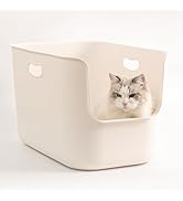 SpaceTime Extra Large Litter Box with High Sides,22.64"×14.76"×13.98" XL Multi Cat Litter Pan for...