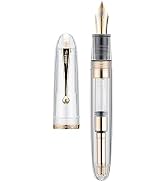 Jinhao 9019 DaDao Series Fountain Pen, Size 8 Fine Nib with Refillable Large Ink Converter, Trans...