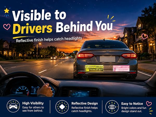 student driver magnet for car