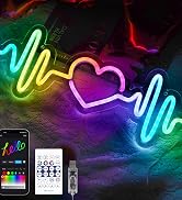 MissAudrey Heartbeat Neon Sign with Remote Control, LED Neon Sign for Wall Decor, Custom RGB Adju...