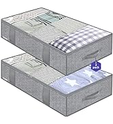 Onlyeasy Large Underbed Storage Bags Organizer Container (2 Pack) with 4 Handles and 2 Sturdy Zip...