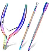 Cuticle Trimmer with Cuticle Pusher and Scissors, Cuticle Remover Professional Durable Pedicure M...