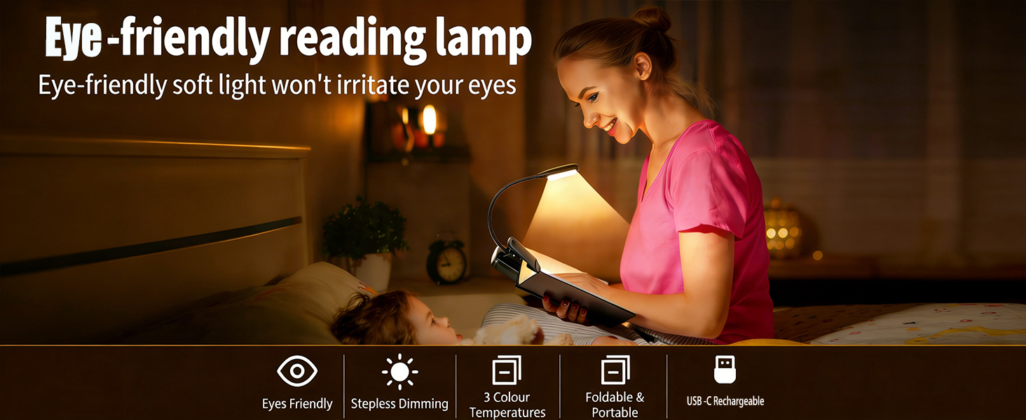 LED Book Lights with 3 Color Temperature Reading Light