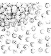 TOAOB 100pcs White Howlite Stone Beads 8mm Gemstone Round Spacer Loose Stone Beads for Jewelry Ma...