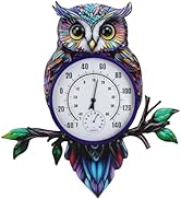 VEWOGIFT 22" Outdoor Thermometer, Large Metal Indoor Wall Thermometer, Printed Owl Outside Thermo...
