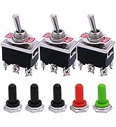 mxuteuk 3pcs DPDT Toggle Switch Heavy Duty Rocker Switch 16A 250V 20A 125V ON/ON Switch 6 Termina...