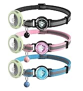 ilFindYou Waterproof Airtag Cat Collar Breakaway, Reflective Cat Collars with Apple Airtag Holder...