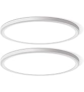 WKONCLDY Two Pack 4700lm LED Flush Mount Ceiling Light, Super Slim 16 inch 5000K LED Ceiling Ligh...