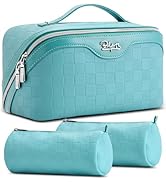 BOYATU Travel Makeup Bag Organizer Cosmetic Bag: 3 Pcs Set Make up Bags for Women with Handle - W...